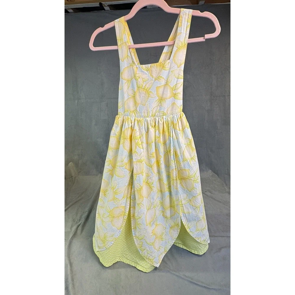 Talbots Girls Yellow Blue Lemon Print Pinafore Dress Petticoats Easter Wedding 7